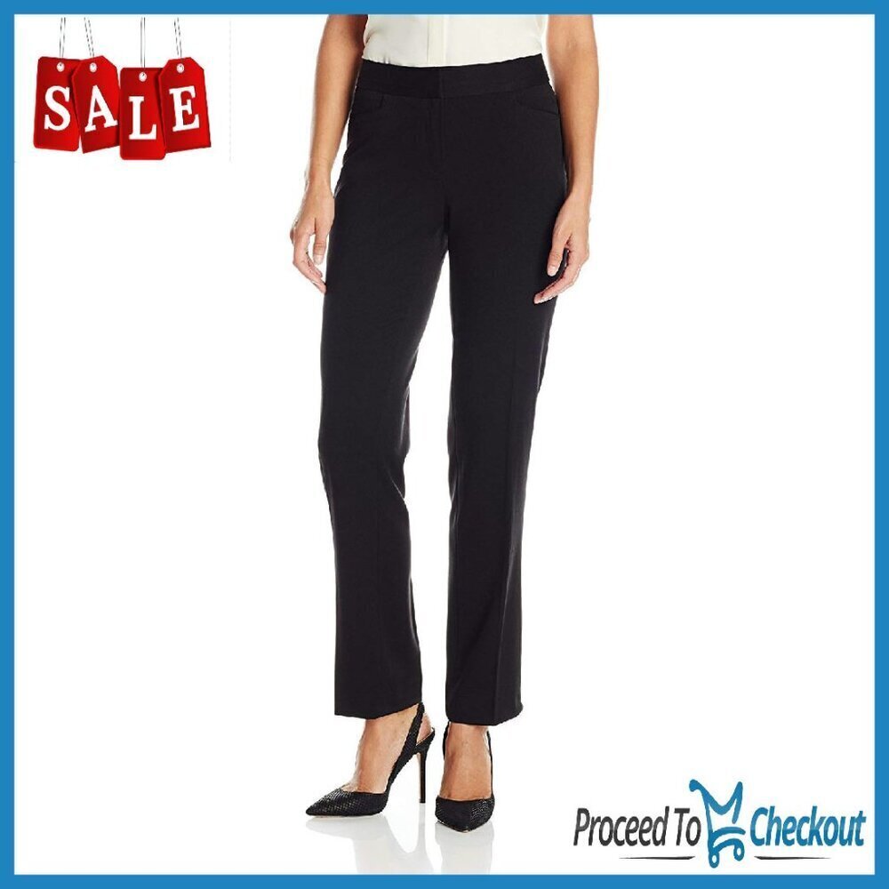 Curvy Fit Gabardine Slim Leg Dress Pants Professional Work Trousers
